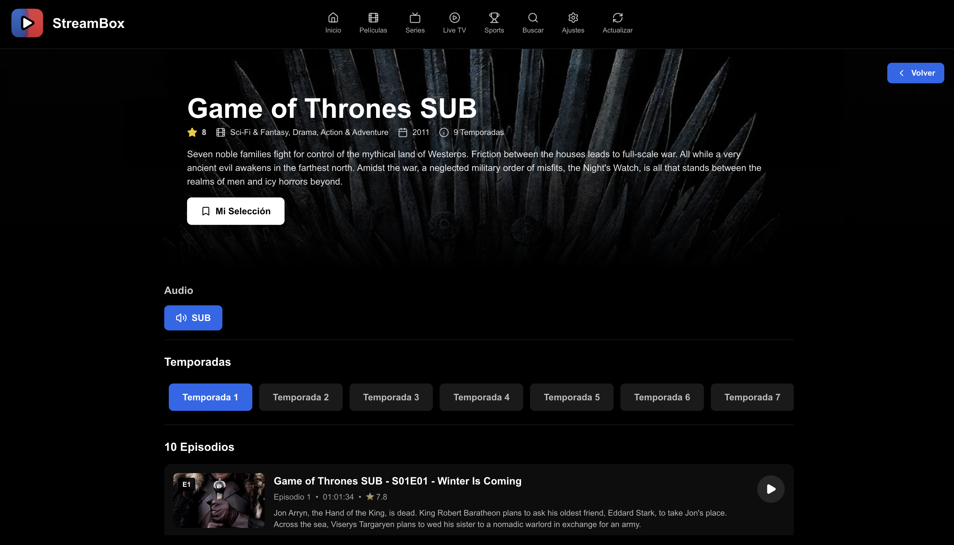 Series por Temporadas - Organización perfecta