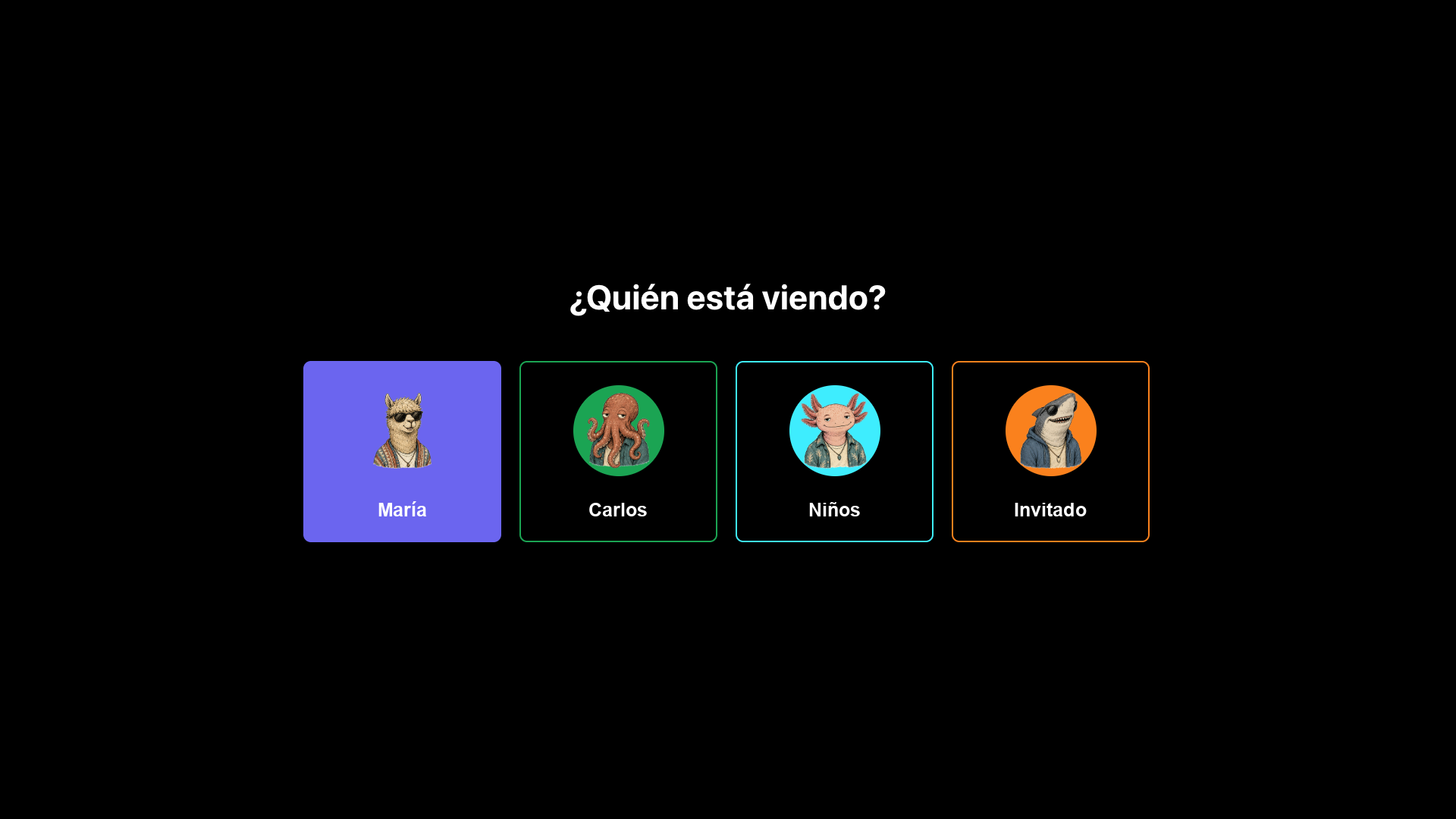 Selector de perfiles de SstreamBoxx en la TV
