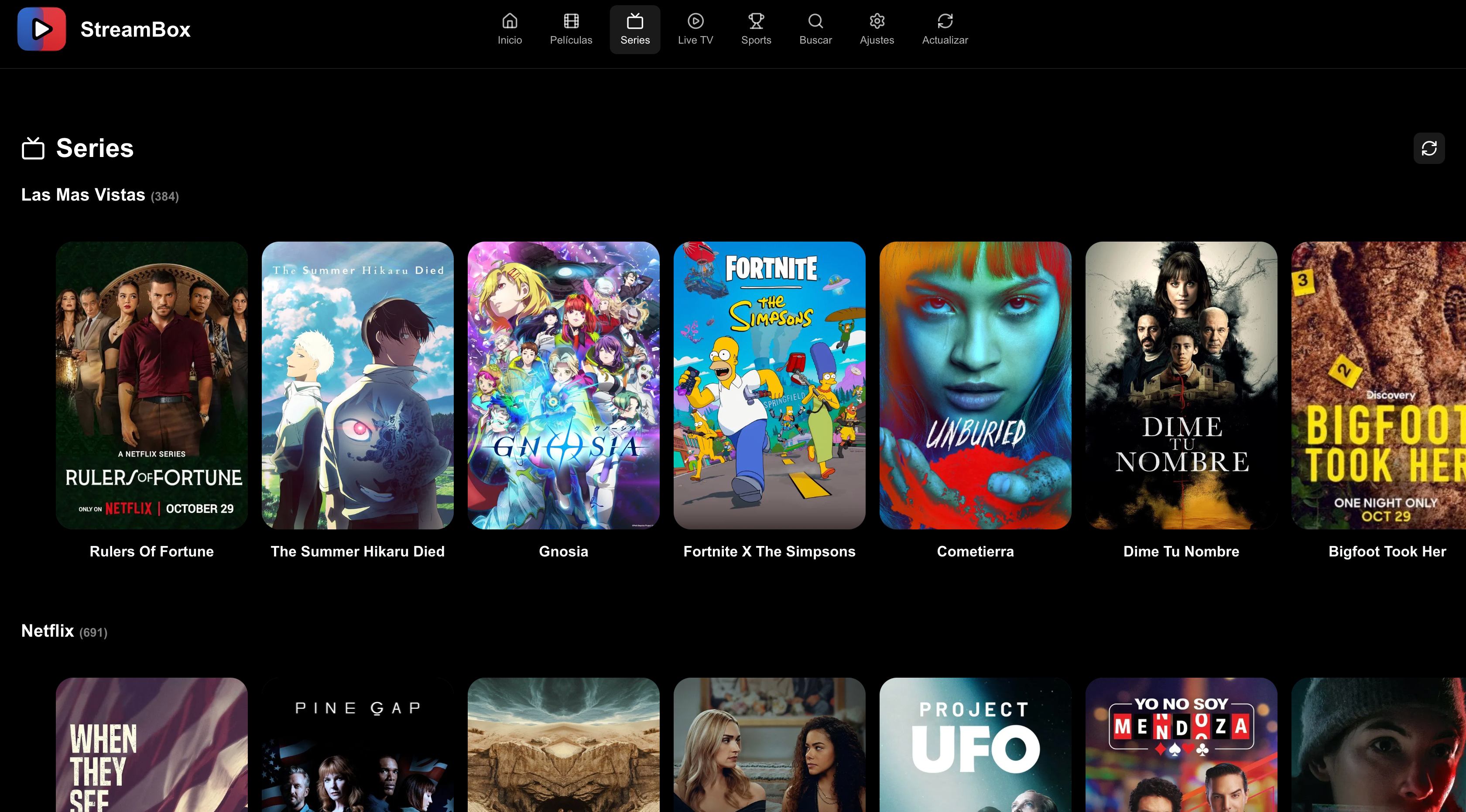 Sección de Series - Todas tus series favoritas