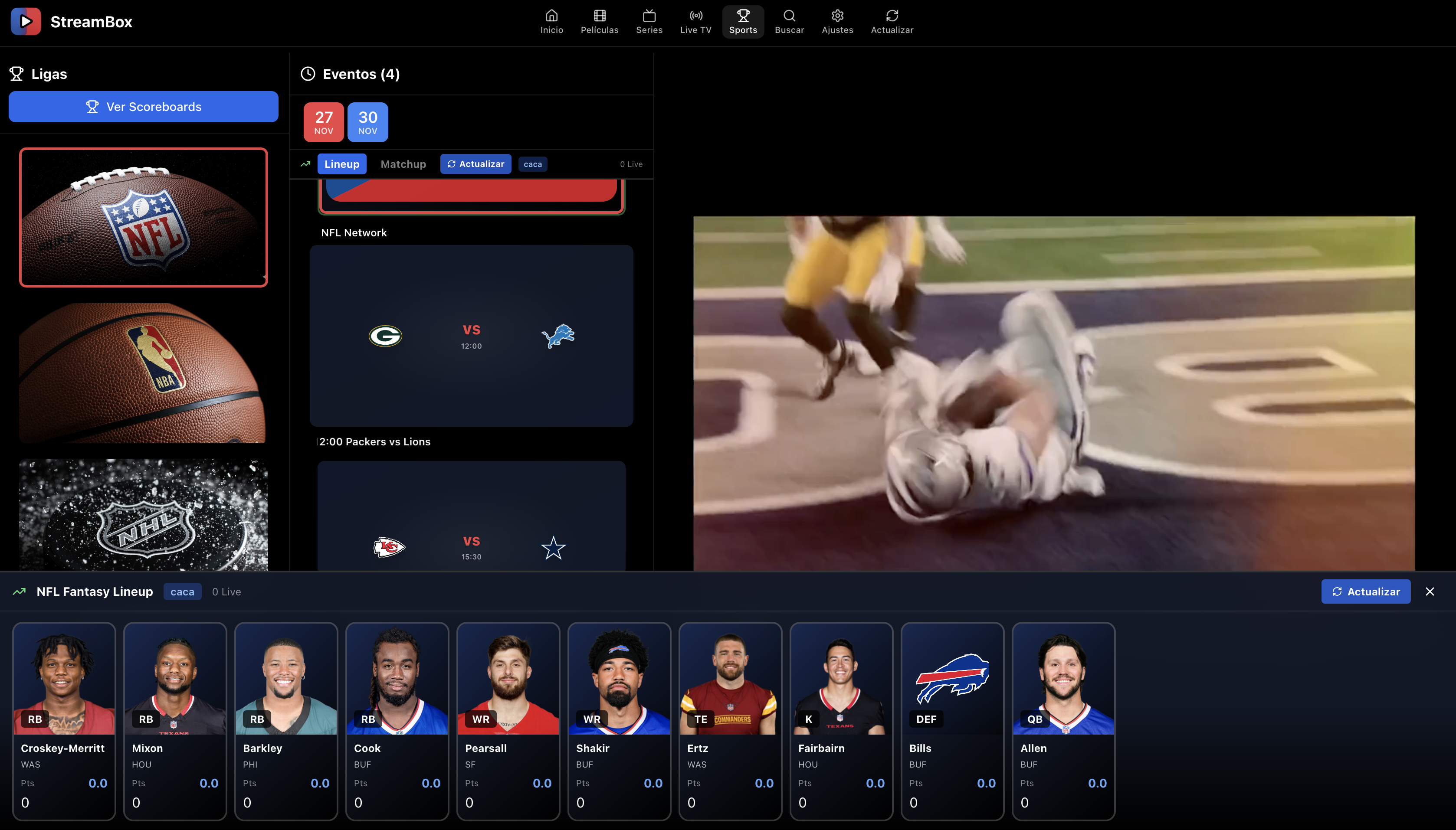 Integración Fantasy Lineup