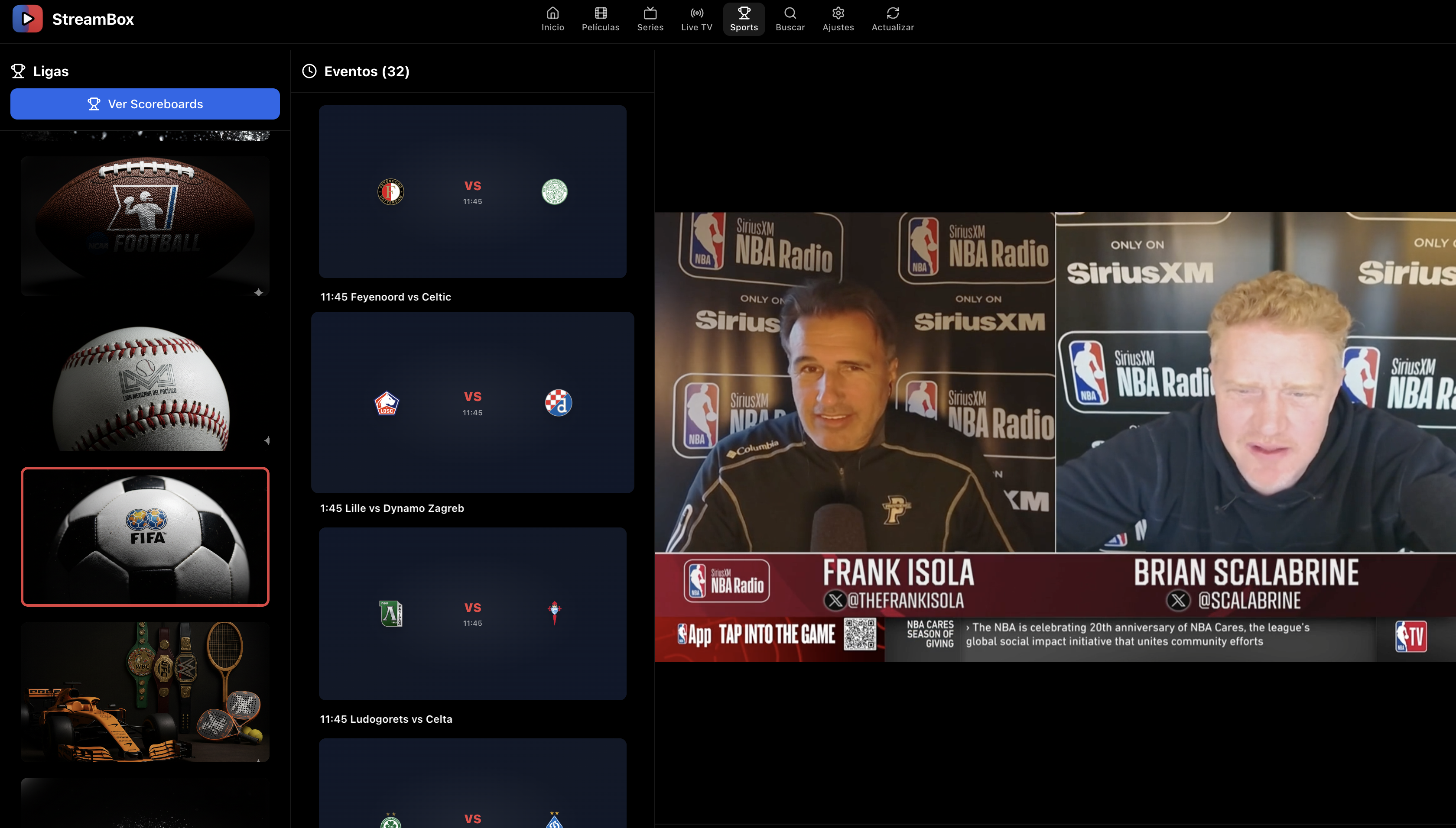 Reproduce Deportes en Vivo