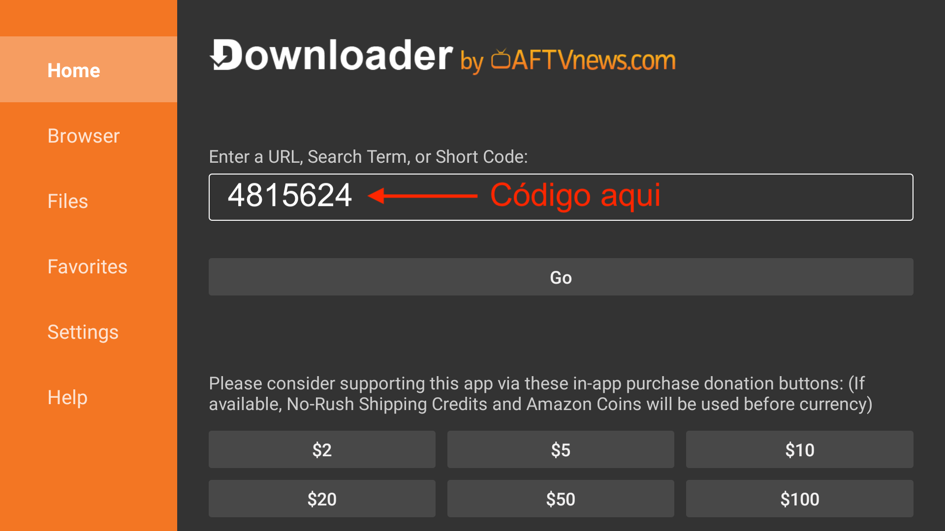 Paso 2: Introduce el código de descarga